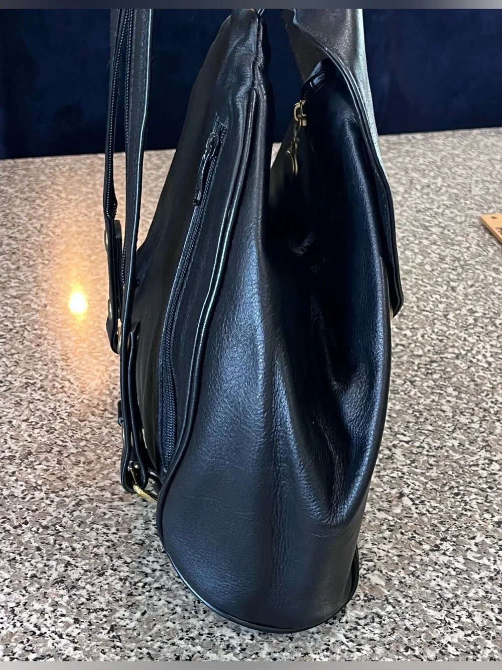 Vintage Gianni Versace Black Leather Backpack Purse 90’s